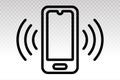 Smartphone or Mobile phone ringing or vibrating vector icons for apps and websites on a transparent background