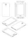 Smartphone mock-up in thin line style