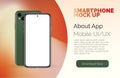 Smartphone mockup. Device UI, UX mock up for presentation template. Cellphone frame with blank display isolated