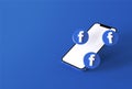 Smartphone mockup with facebook icons in realistic 3D rendering. Blank screen template