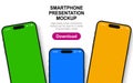 Smartphone mockup group front view with shadow, 3D mobile phones, high quality smart phone mockup for ui ux presentation,