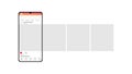 Smartphone mockup on white background. Carousel interface post on social network. Minimal design. Stories frame. Social