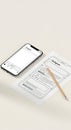 Smartphone mockups and design sketches for mobile app developmen Royalty Free Stock Photo