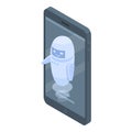 Smartphone modern chatbot icon, isometric style