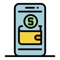 Smartphone modern wallet icon color outline vector