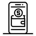 Smartphone modern wallet icon, outline style