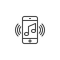 Smartphone with music note line icon