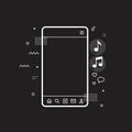 Smartphone with Music Notes and Social Media Icons Royalty Free Stock Photo