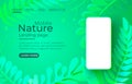 Smartphone nature mobile screen, eco technology mobile life. Vector