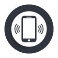 Smartphone network signal icon flat vector round button clean black and white design concept isolated illustration Royalty Free Stock Photo