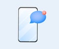 Smartphone with New SMS in Speech Bubble on White Background vector illustration. Social Media and Messaging Apps Royalty Free Stock Photo