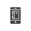 Smartphone with notepad on display icon vector Royalty Free Stock Photo