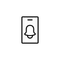 Smartphone Notification Technology Monoline Symbol Icon Logo for Graphic Design, UI UX, Game, Android Software, and Website.