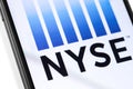 NYSE logo on the screen Royalty Free Stock Photo