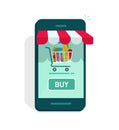 Smartphone online store vector, concept of e-commerce internet shop showcase, ecommerce