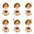 Smartphone operation business woman expression facial glasses