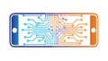 Smartphone with Orange Circuit Pattern, vector design Generative AI Royalty Free Stock Photo