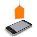 Smartphone Orange Shopmark Royalty Free Stock Photo