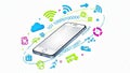 Smartphone Orbiting a Galaxy of Digital Connectivity Icons Royalty Free Stock Photo