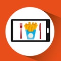 Smartphone order french fries food online Royalty Free Stock Photo