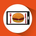 Smartphone order hamburger food online Royalty Free Stock Photo