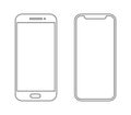 Smartphone outline icon mobile mockup. Wireframe front line vector cellphone