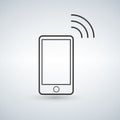 Smartphone outline icon with wifi signal. Vector design template.