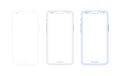 Smartphone outline mockup, different colors set. Generic mobile phone in front view and empty screen for ur app design