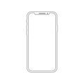 Smartphone outline vector icon of mobile smart phone screen or modern android cellphone.
