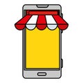 smartphone with parasol ecommerce app