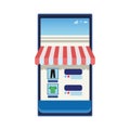 Smartphone with parasol ecommerce icon