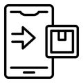 Smartphone parcel tracking icon outline vector. Delivery service