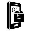 Smartphone parcel tracking icon, simple style