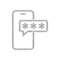 Smartphone with password field sketch icon Account Smartphone Password Icon. Mobile authorization sign