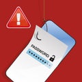 Symbol of hacking a password on a smartphone. Royalty Free Stock Photo
