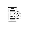 Smartphone, percent, dollar icon. Simple line, outline vector elements of loan and investment for ui and ux, website or mobile