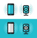 Smartphone, phone, webcam icon. Communication vector illustration