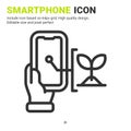 Smartphone and plant icon vector with outline style isolated on white background. Vector illustration handphone sign symbol icon Royalty Free Stock Photo