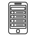 Smartphone playlist app icon outline vector. Player interface