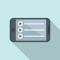 Smartphone playlist icon flat vector. Music song