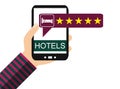 Smartphone: Positive Hotel review - Flat Design