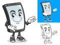 Smartphone Present Something Cartoon Character Mascot Illustration