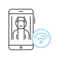 smartphone prisoner line icon, outline symbol, vector illustration, concept sign