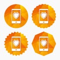 Smartphone protection sign icon. Shield symbol. Royalty Free Stock Photo