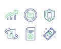 Smartphone protection, Technical algorithm and Demand curve icons set. Vector