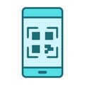 Smartphone QR Code Flat Colored Icon for Scan Payment Access Login Ticket Digital Display Royalty Free Stock Photo