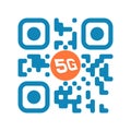Smartphone readable blue QR code with 5G icon