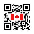 Smartphone readable QR code with Canada flag icon Royalty Free Stock Photo