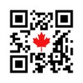 Smartphone readable QR code with Canadian maple leaf icon Royalty Free Stock Photo