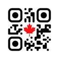 Smartphone readable QR code with Canadian maple leaf icon Royalty Free Stock Photo